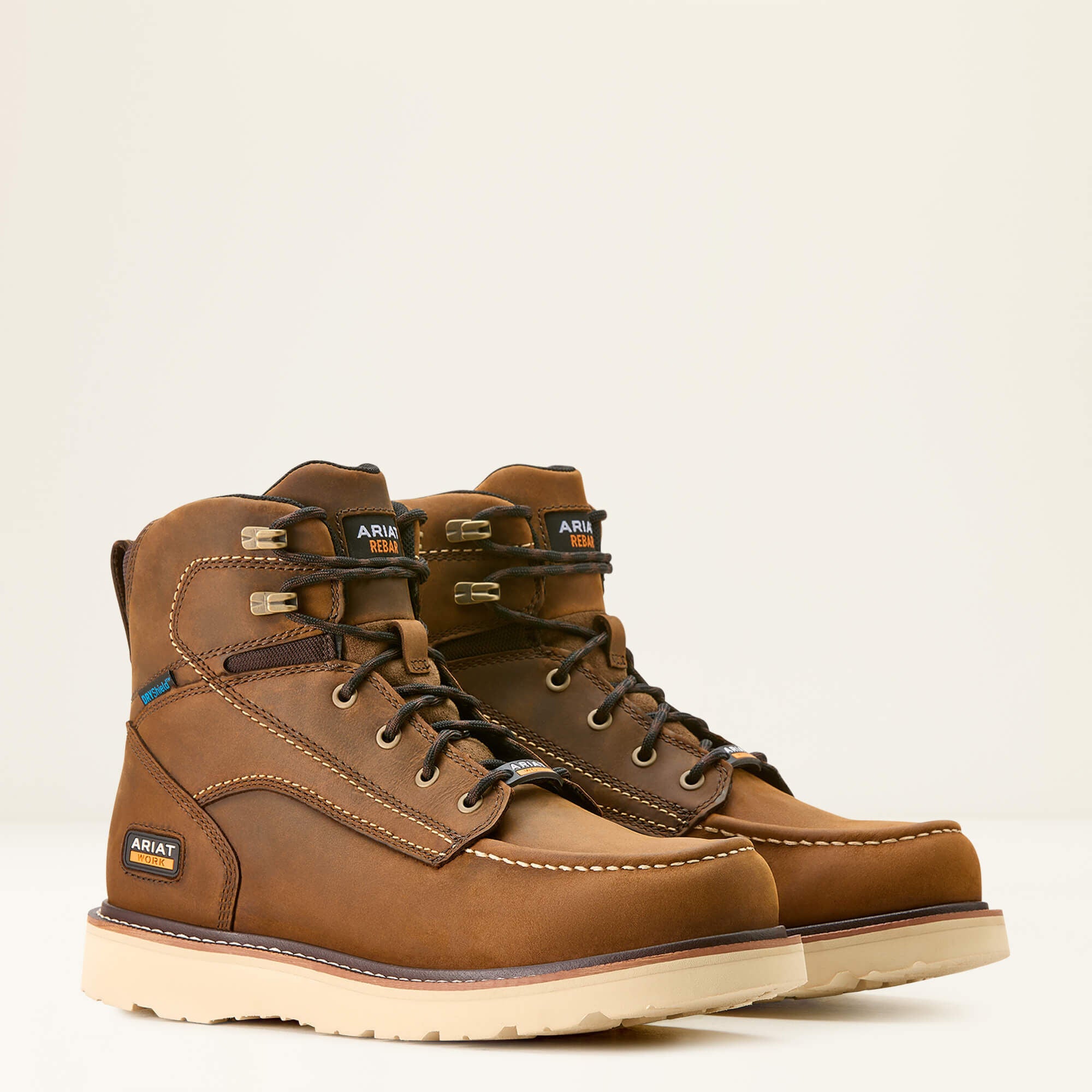 Rebar Wedge Moc Toe 6" Waterproof Work Boot Men - DISTRESSED BROWN