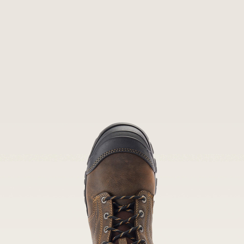 Treadfast 8" Waterproof Steel Toe Work Boot Men - DARK BROWN