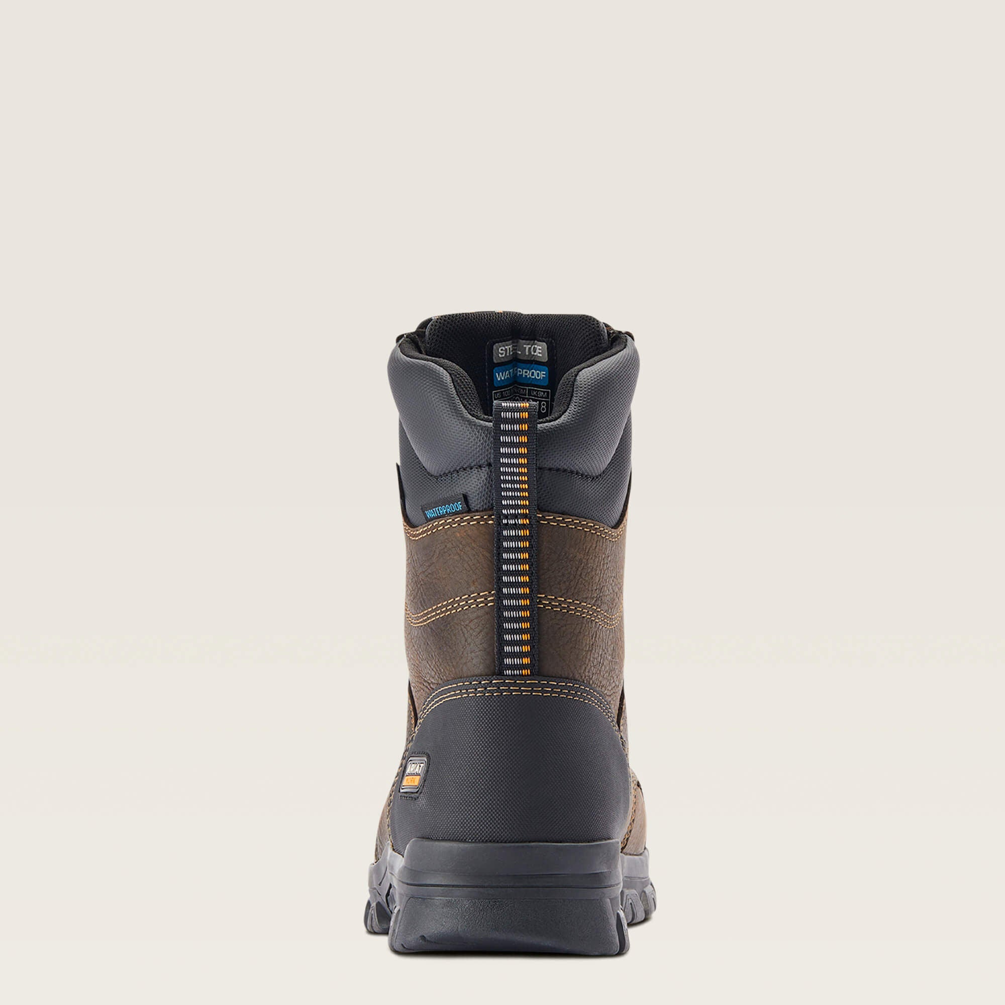 Treadfast 8" Waterproof Steel Toe Work Boot Men - DARK BROWN