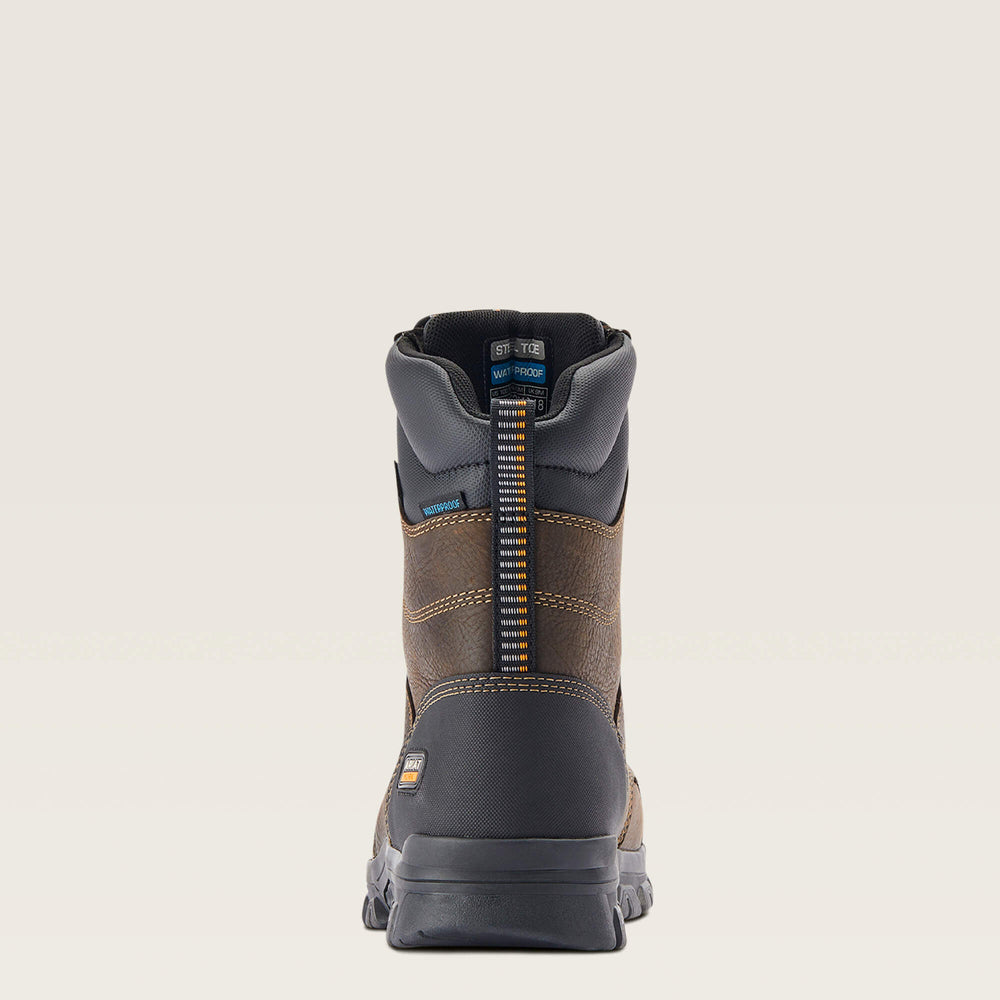 Treadfast 8" Waterproof Steel Toe Work Boot Men - DARK BROWN