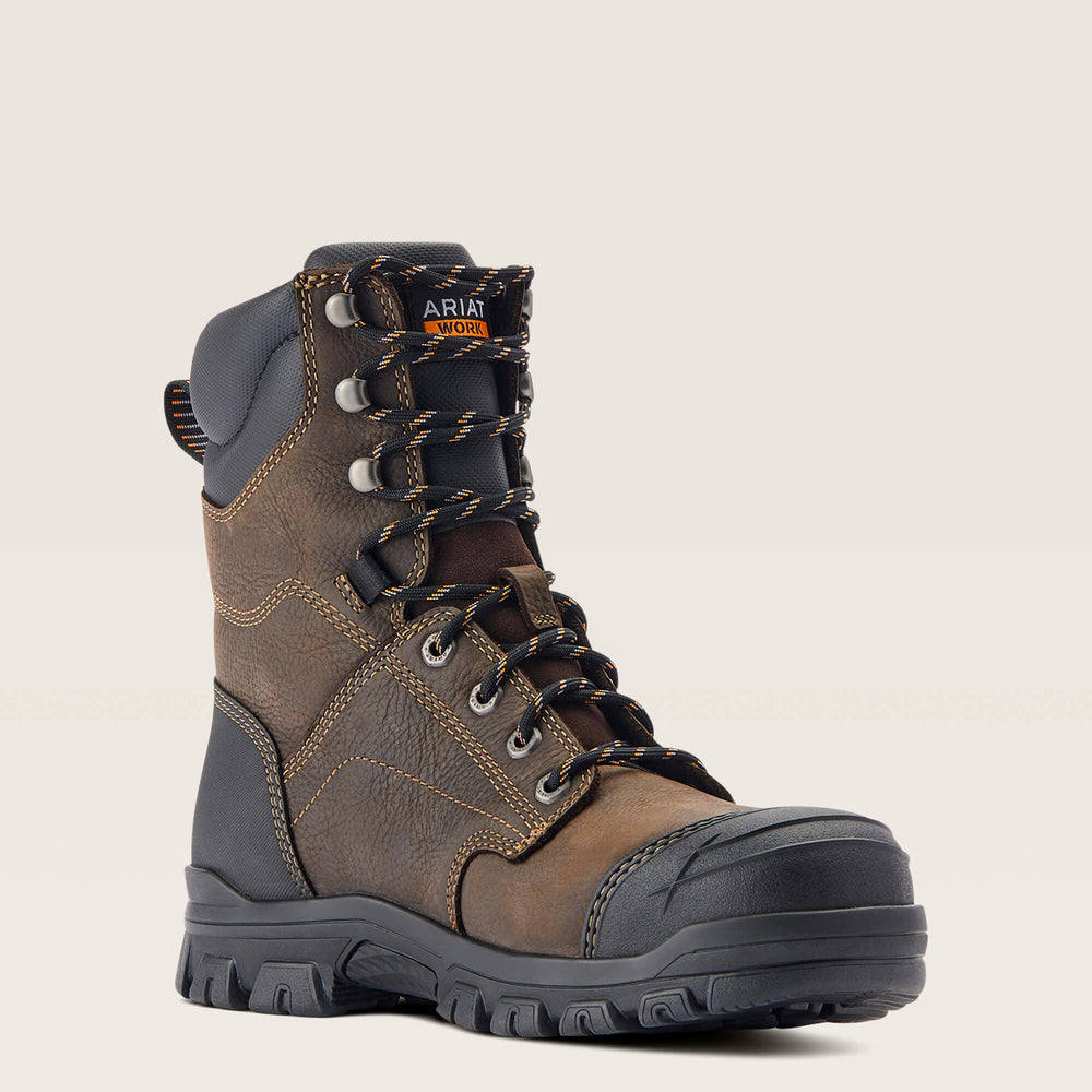 Treadfast 8" Waterproof Steel Toe Work Boot Men - DARK BROWN