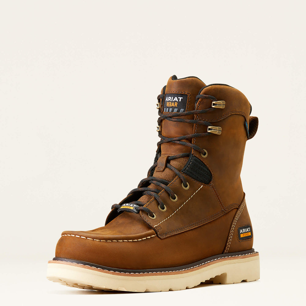 Rebar Lift 8" Waterproof Work Boot Men - DISTRESSED BROWN