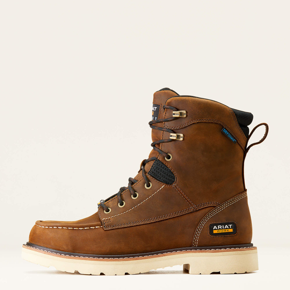 Rebar Lift 8" Waterproof Work Boot Men - DISTRESSED BROWN