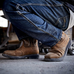 Sierra Wide Square Toe Steel Toe Work Boot Men - AGED BARK