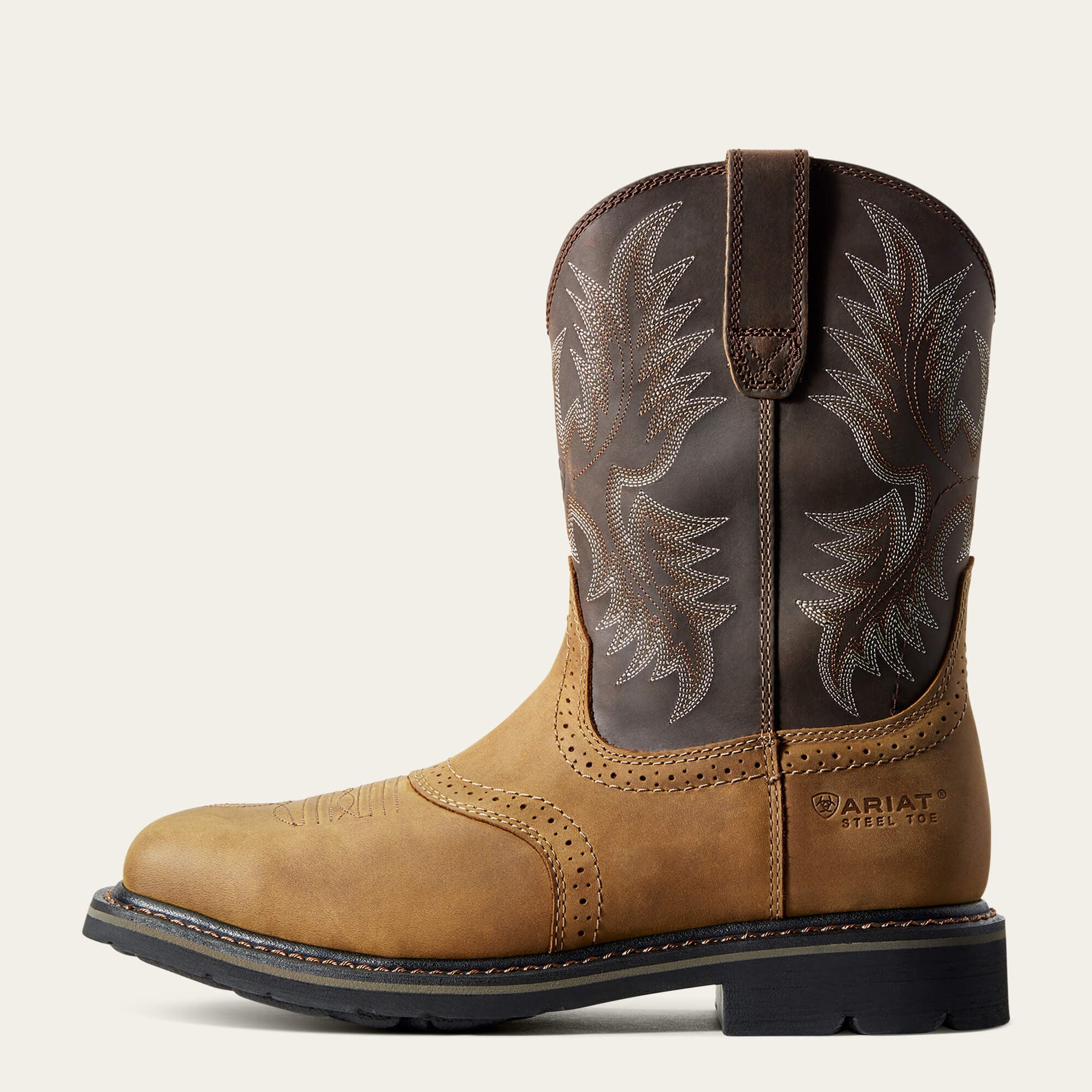 Sierra Wide Square Toe Steel Toe Work Boot Men - AGED BARK