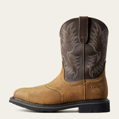 Sierra Wide Square Toe Steel Toe Work Boot Men - AGED BARK