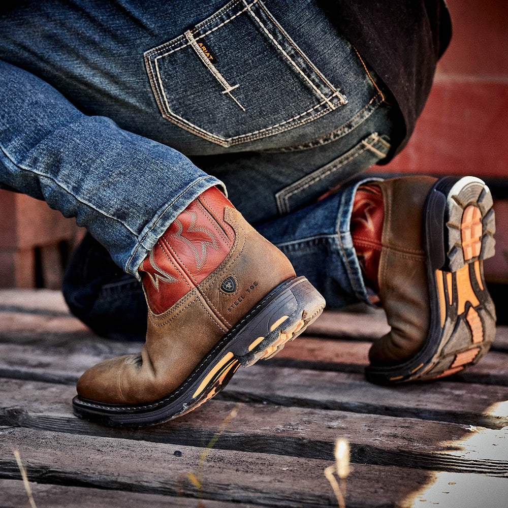 WorkHog Wide Square Toe Steel Toe Work Boot Men - DARK EARTH