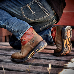 WorkHog Wide Square Toe Steel Toe Work Boot Men - DARK EARTH
