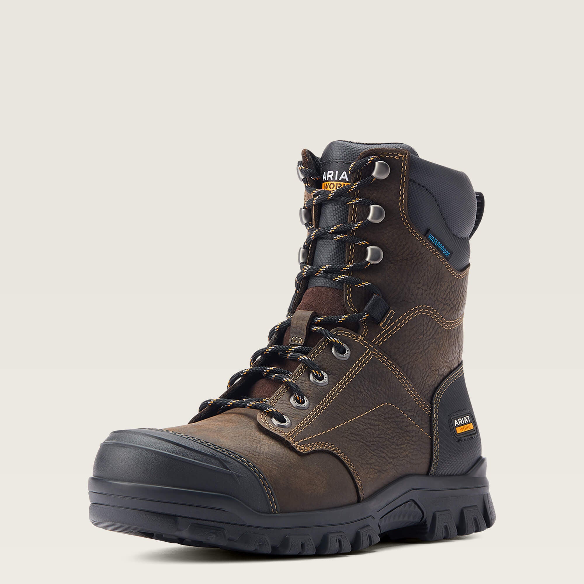 Treadfast 8" Waterproof Work Boot Men - DARK BROWN