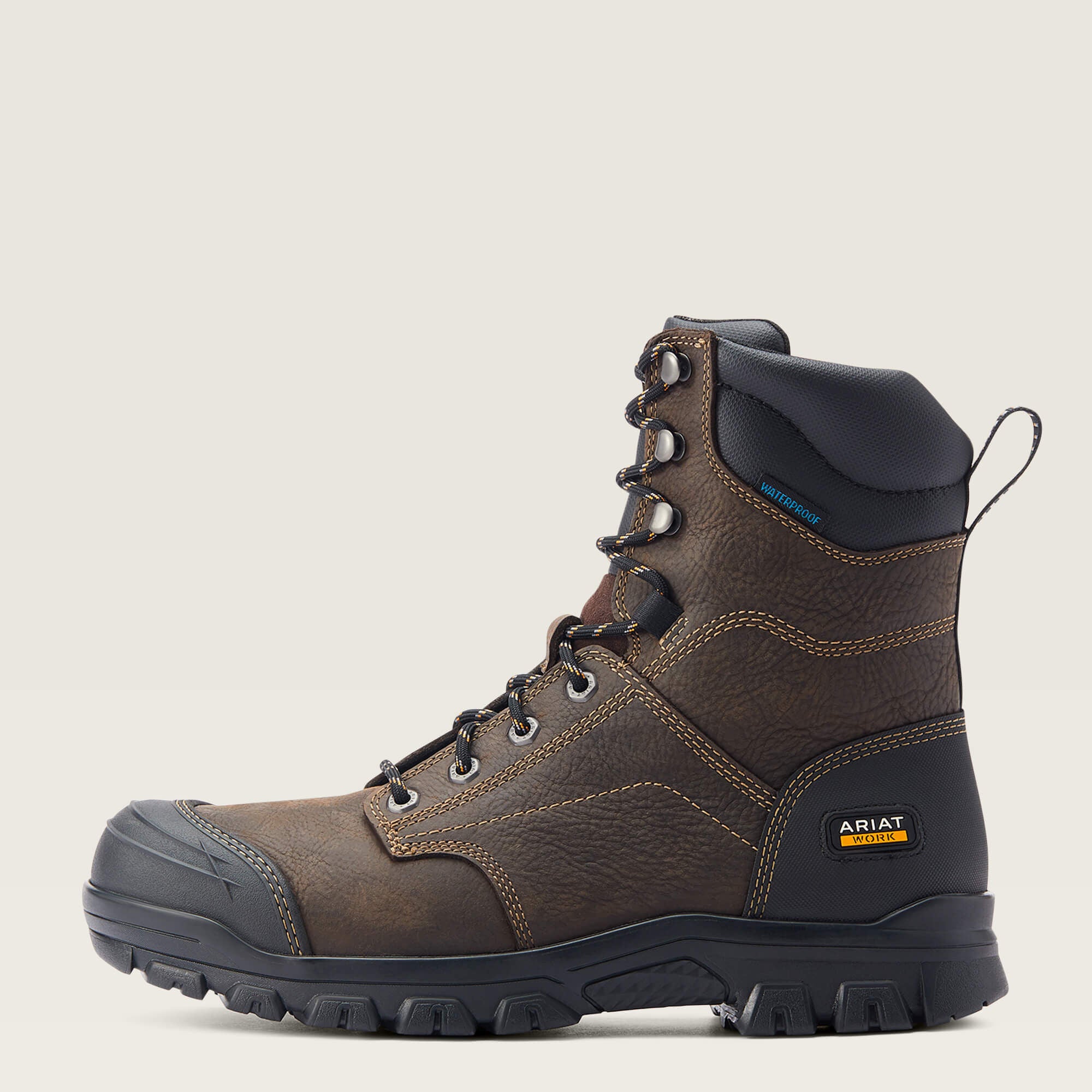 Treadfast 8" Waterproof Work Boot Men - DARK BROWN
