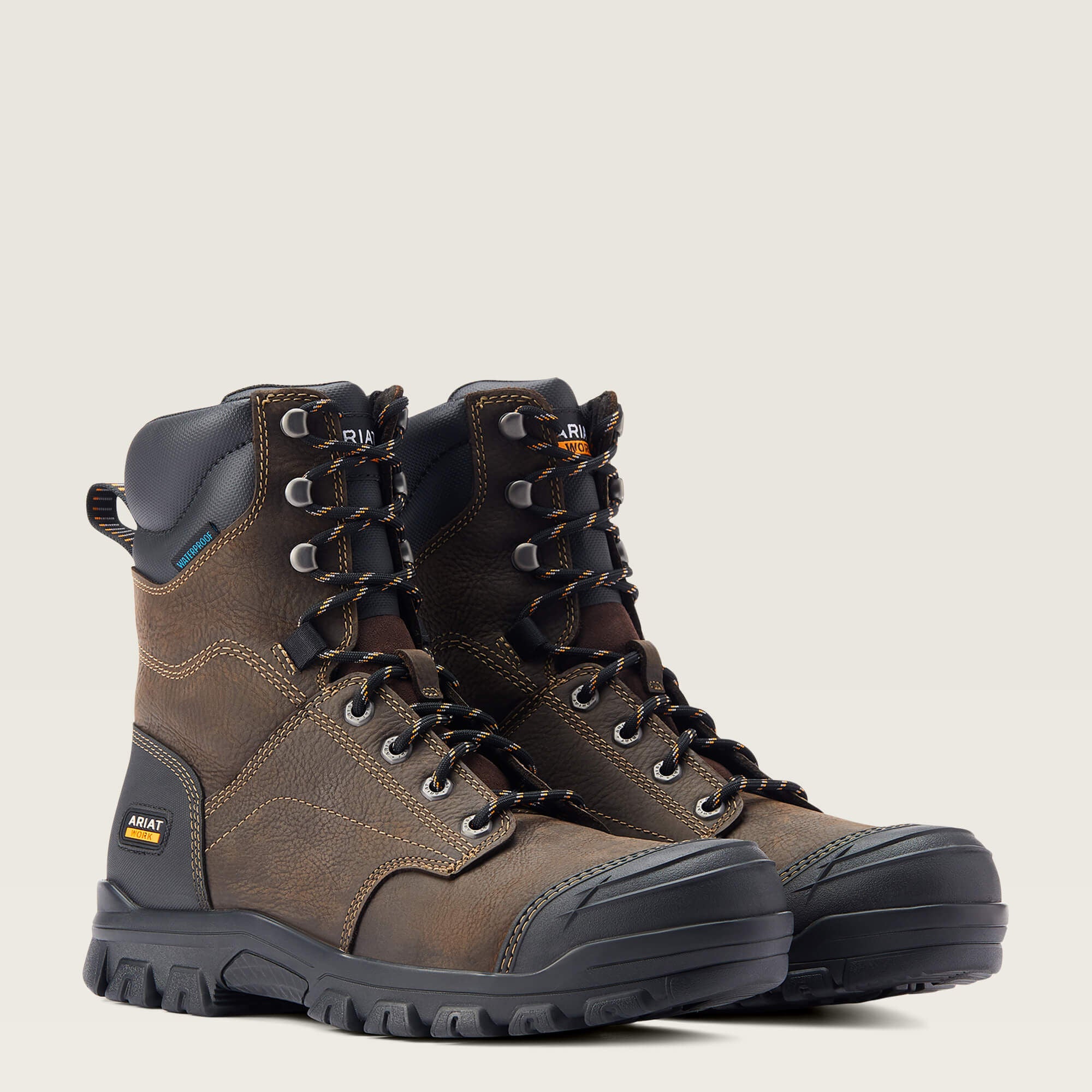 Treadfast 8" Waterproof Work Boot Men - DARK BROWN