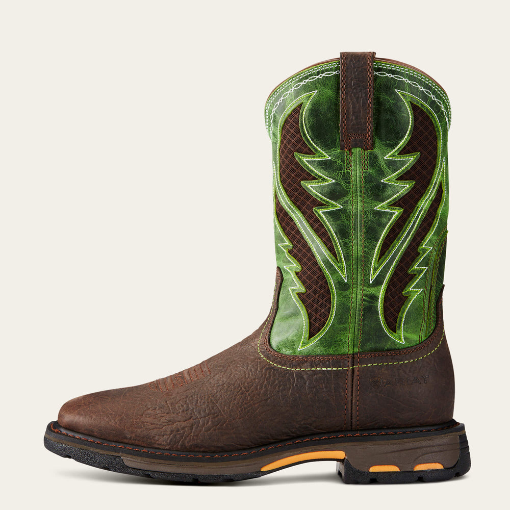WorkHog Wide Square Toe VentTEK Work Boot Men - BRUIN BROWN
