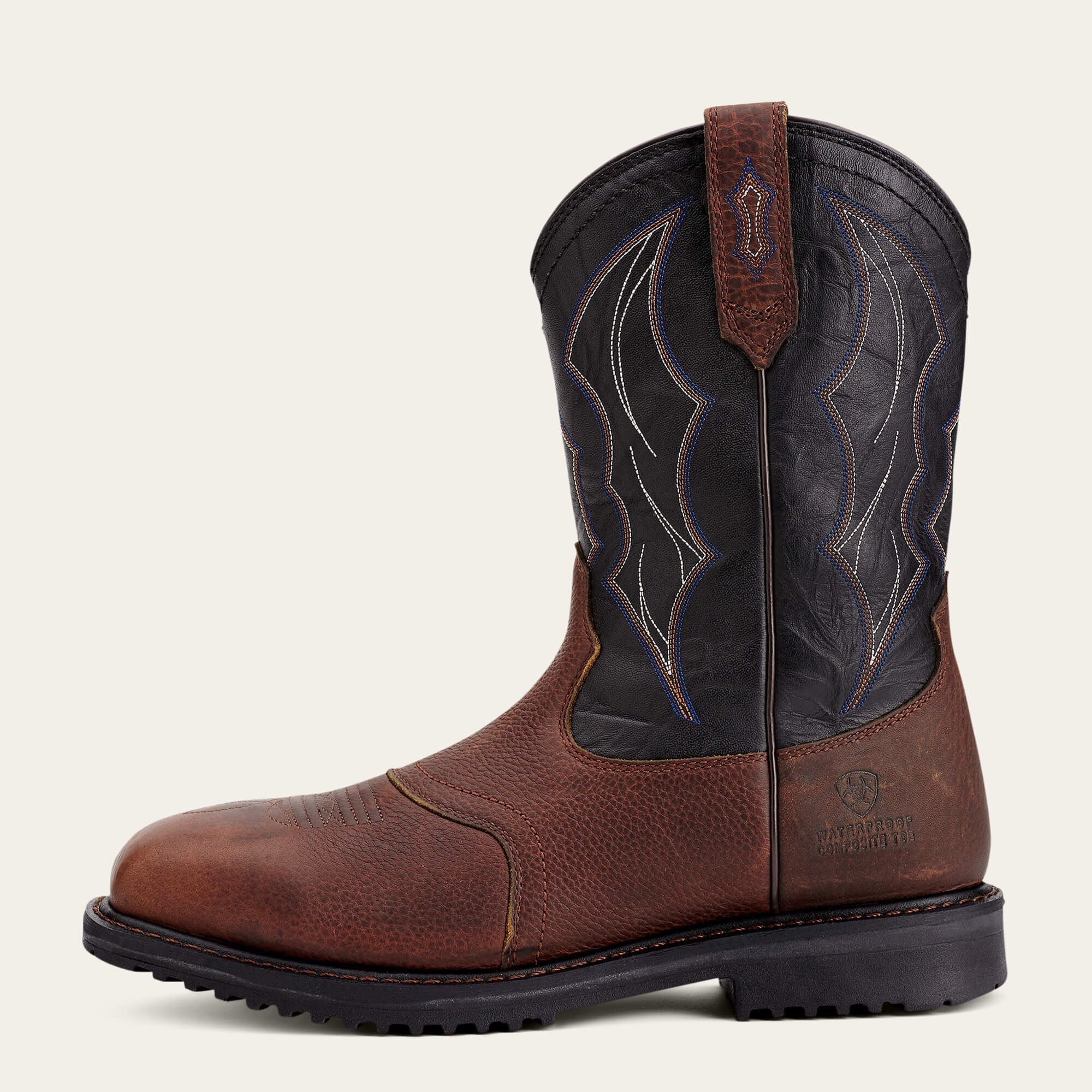 RigTek Wide Square Toe Waterproof Composite Toe Work Boot Men - OILED BROWN