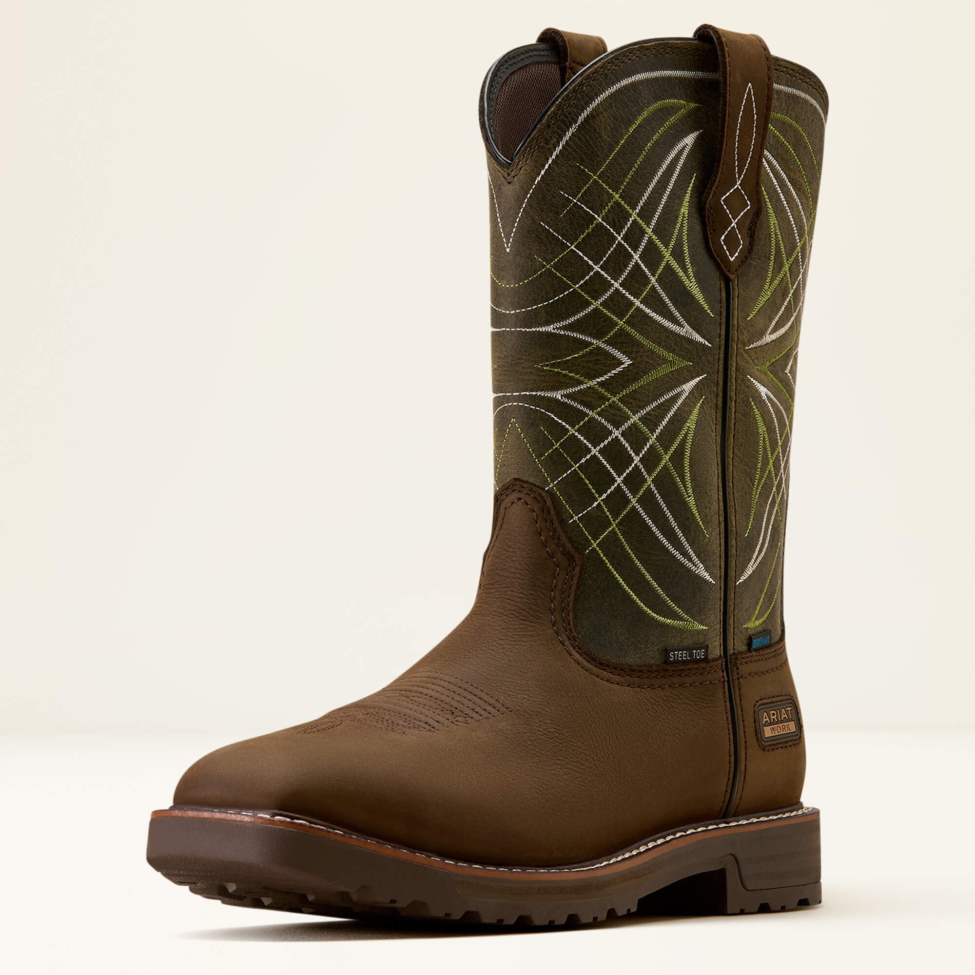 Activator Waterproof Steel Toe Work Boot Men - DARK BROWN/GREEN