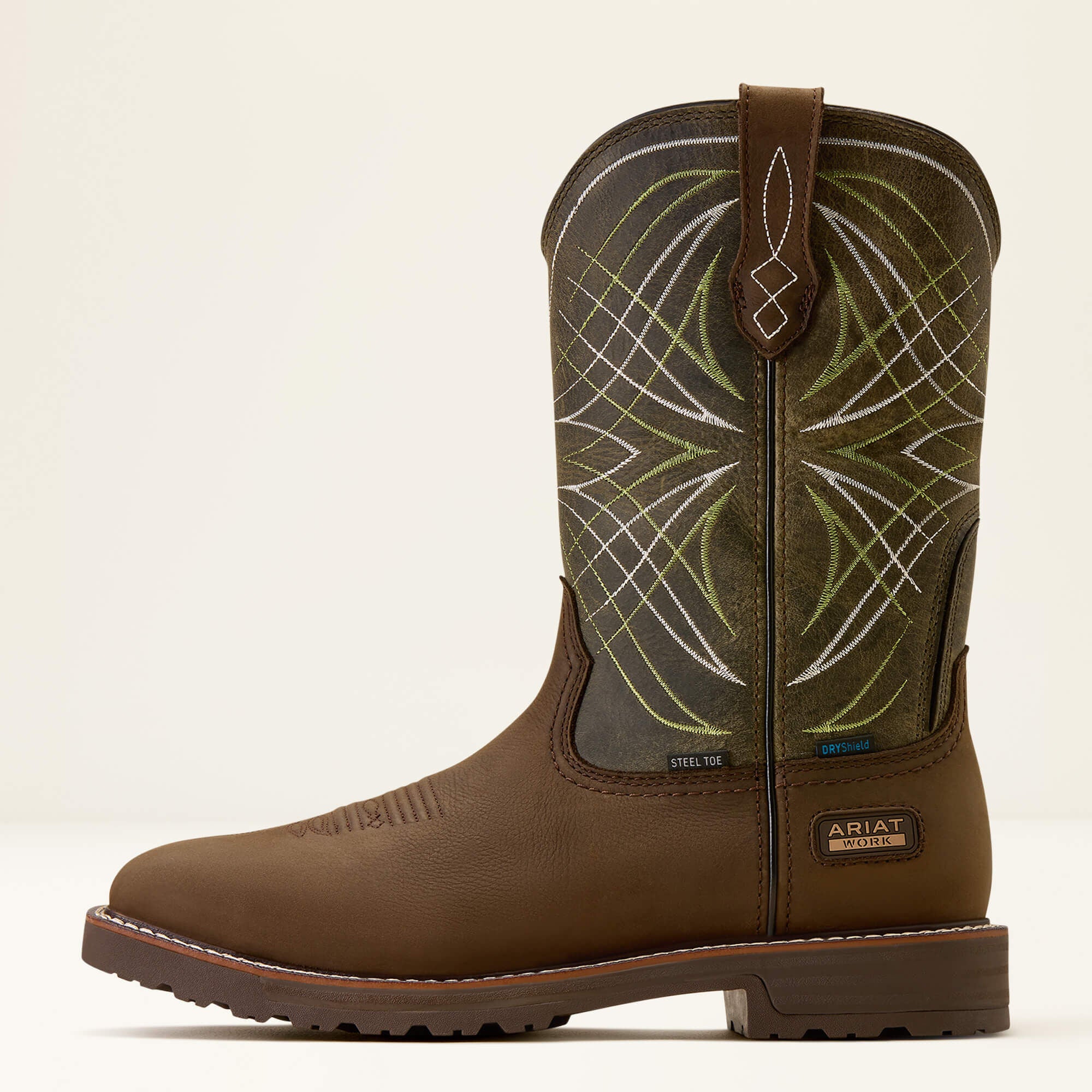 Activator Waterproof Steel Toe Work Boot Men - DARK BROWN/GREEN
