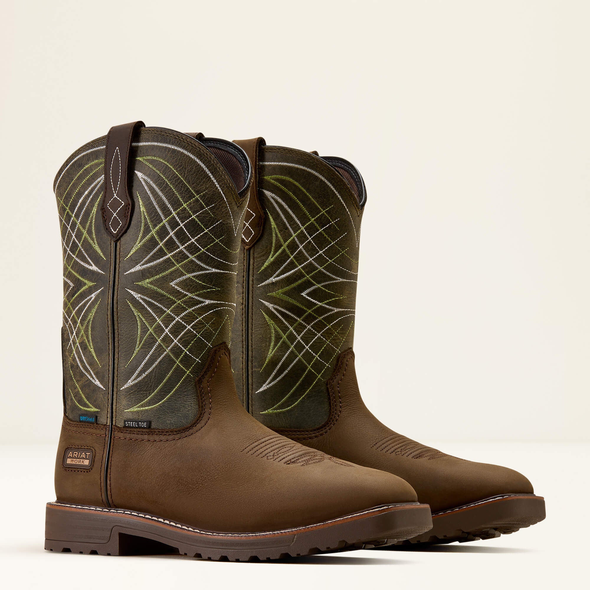 Activator Waterproof Steel Toe Work Boot Men - DARK BROWN/GREEN