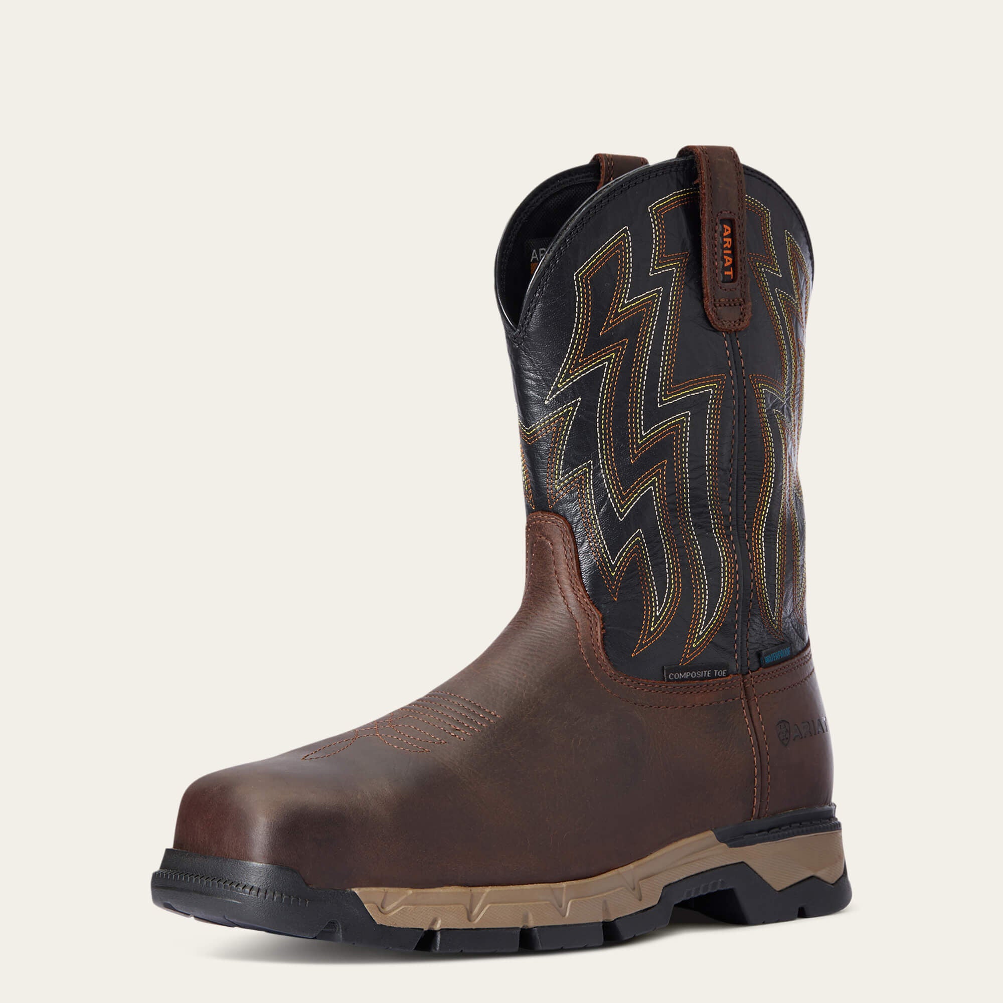Rebar Flex Western Waterproof Composite Toe Work Boot Men - DARK BROWN