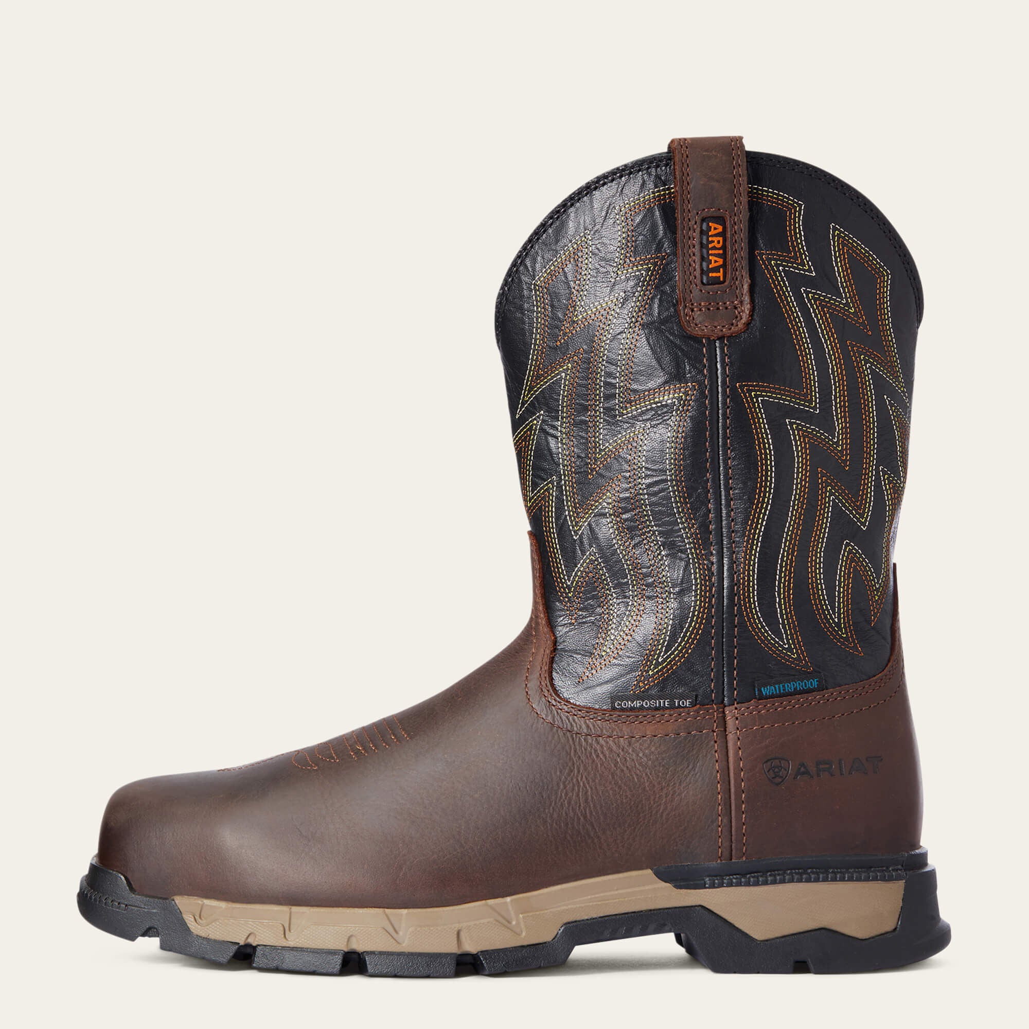 Rebar Flex Western Waterproof Composite Toe Work Boot Men - DARK BROWN