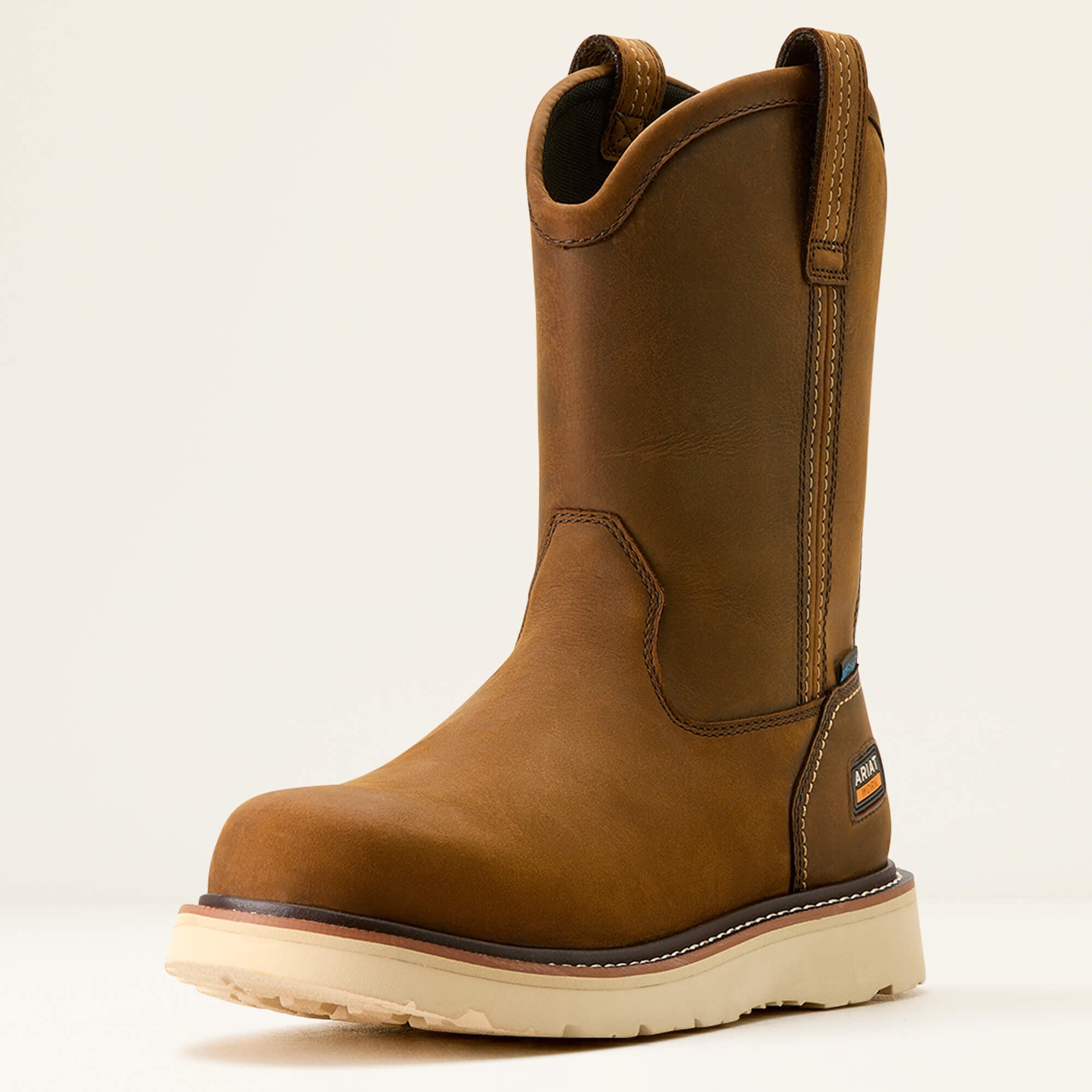 Rebar Wedge Pull-On Waterproof Work Boot Men - DISTRESSED BROWN