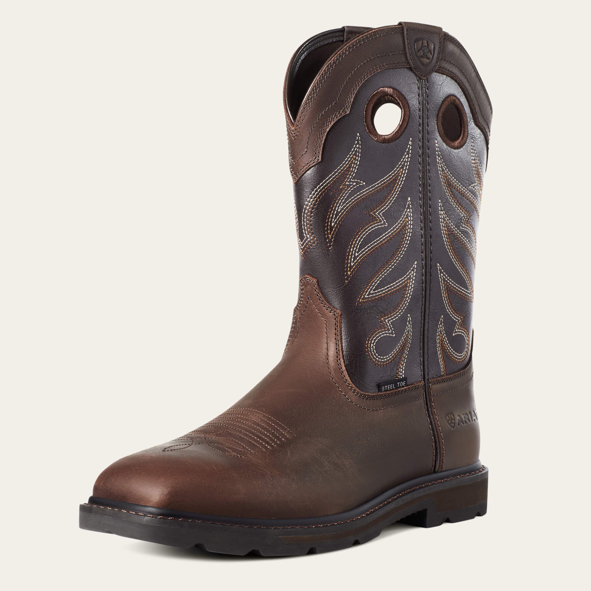 Groundwork Wide Square Toe Steel Toe Work Boot Men - BROWN