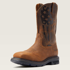 Sierra Shock Shield Patriot Steel Toe Work Boot Men - DISTRESSED BROWN
