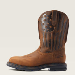 Sierra Shock Shield Patriot Steel Toe Work Boot Men - DISTRESSED BROWN