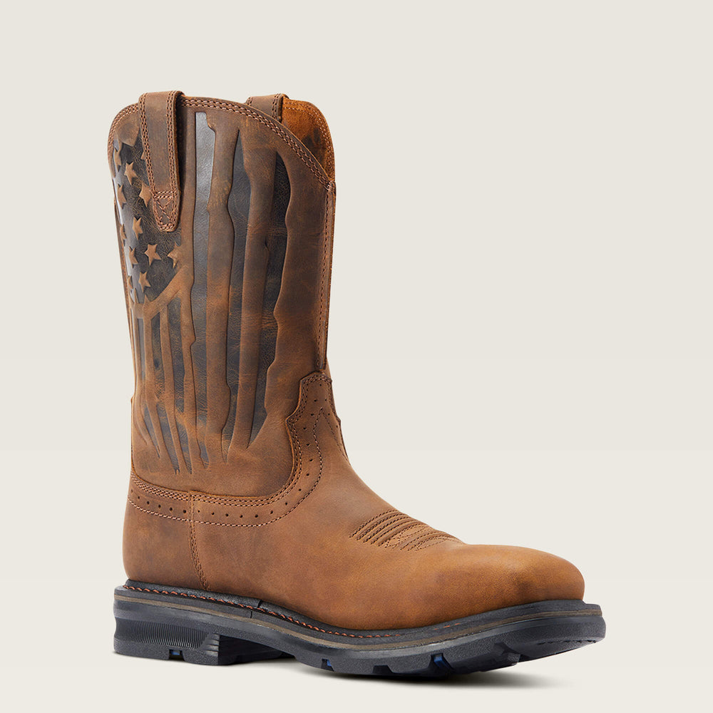 Sierra Shock Shield Patriot Steel Toe Work Boot Men - DISTRESSED BROWN