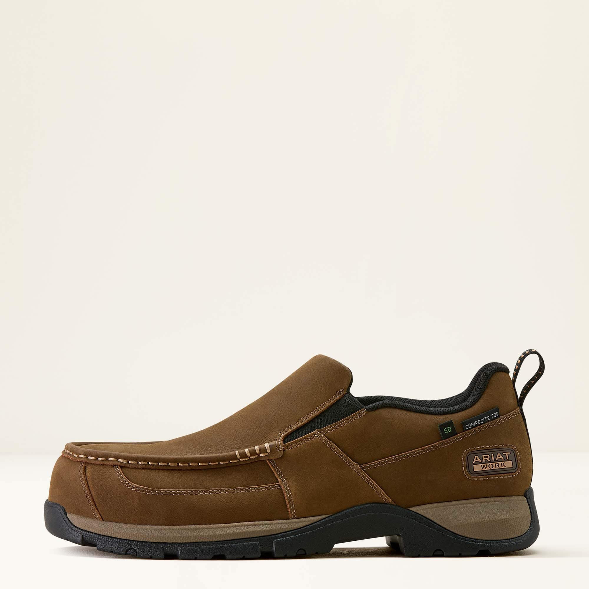 Edge Slip-On Composite Toe Work Shoe Men - DARK BROWN