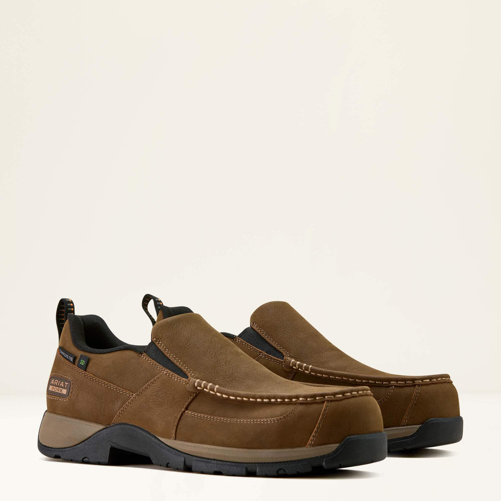 Edge Slip-On Composite Toe Work Shoe Men - DARK BROWN