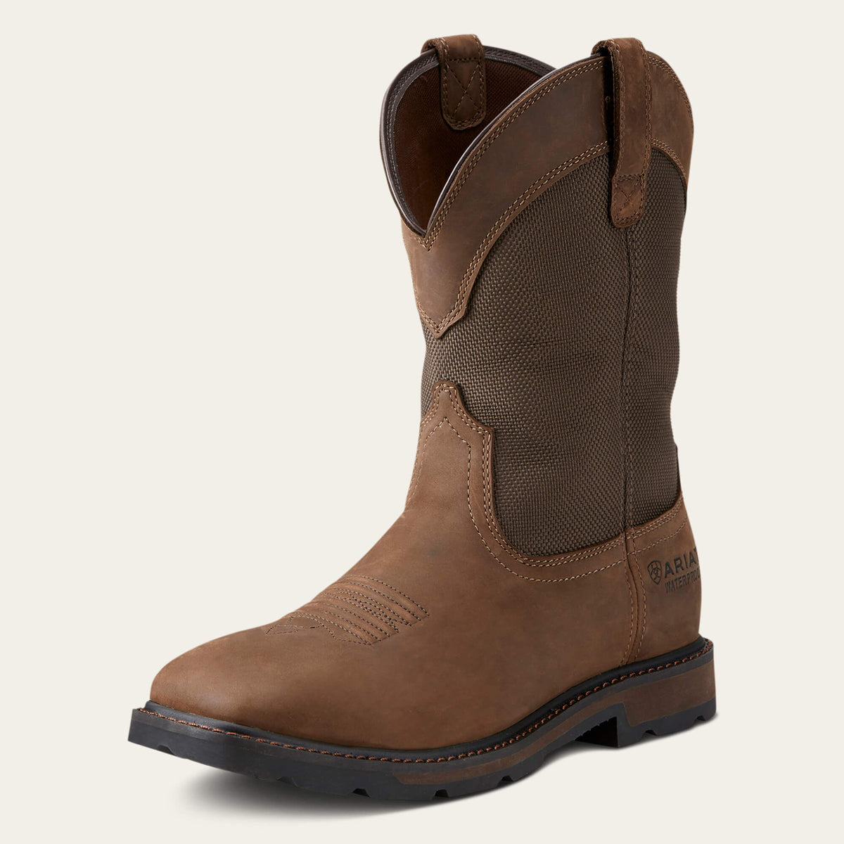 Groundbreaker Wide Square Toe Waterproof Steel Toe Work Boot Men - PALM BROWN