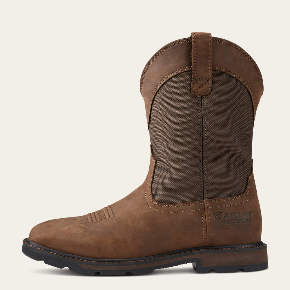Groundbreaker Wide Square Toe Waterproof Steel Toe Work Boot Men - PALM BROWN