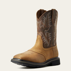 Sierra Wide Square Toe Work Boot Men - AGED BARK