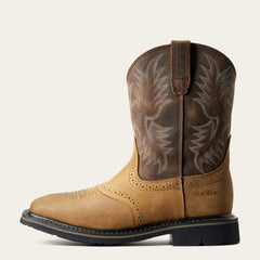 Sierra Wide Square Toe Work Boot Men - AGED BARK