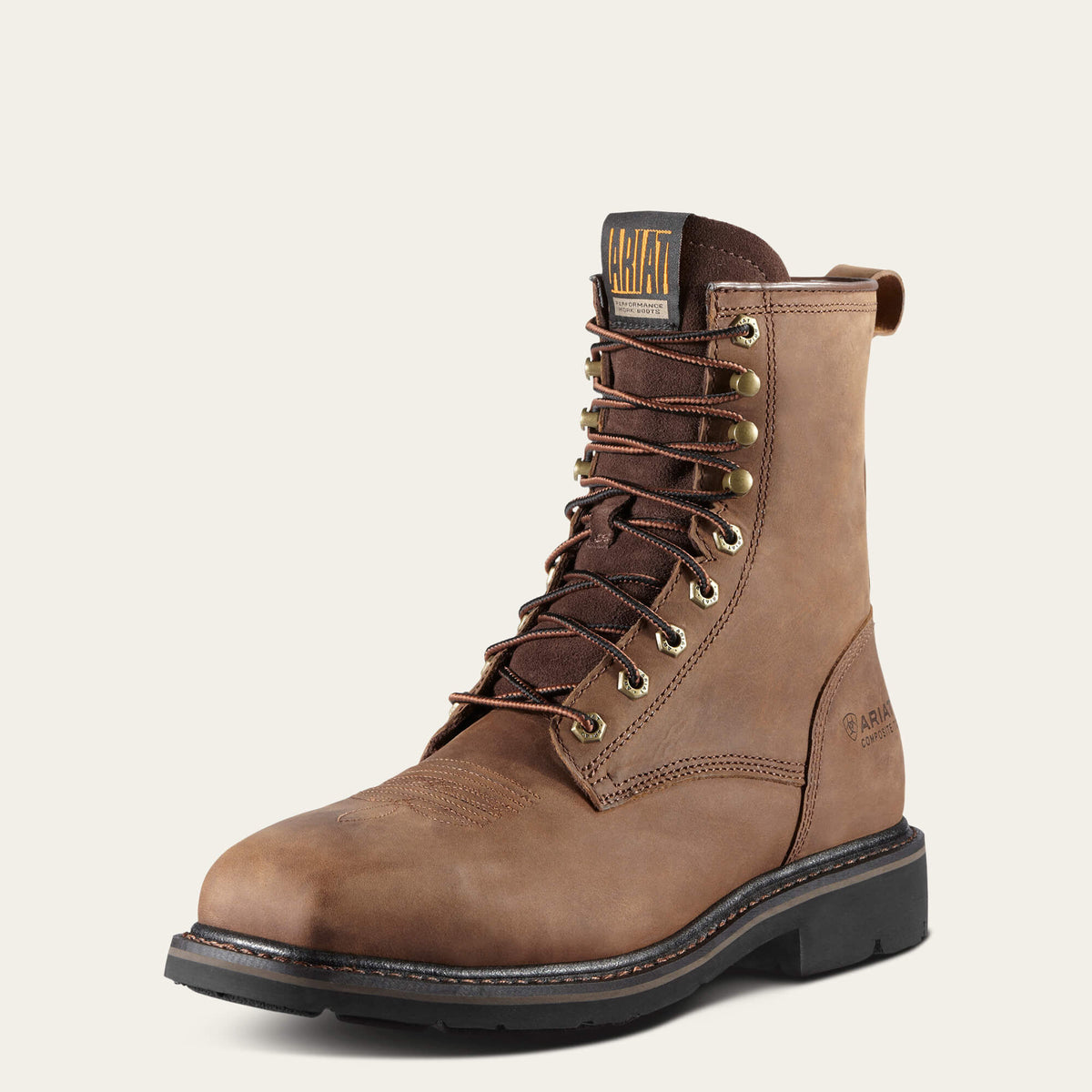Cascade 8" Wide Square Toe Steel Toe Work Boot Men - ALAMO BROWN