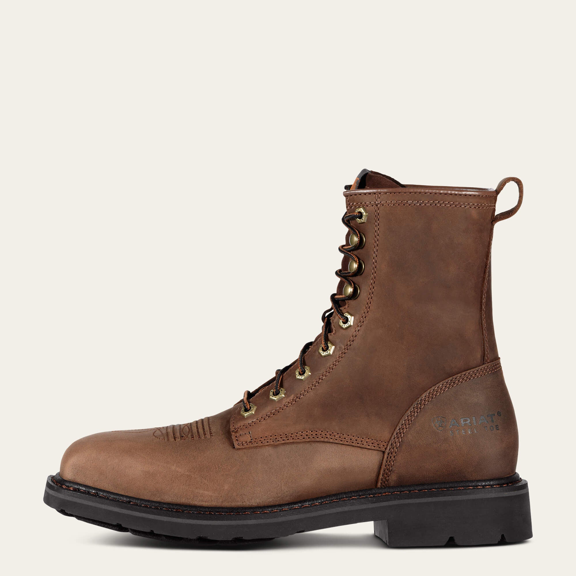 Cascade 8" Wide Square Toe Steel Toe Work Boot Men - ALAMO BROWN