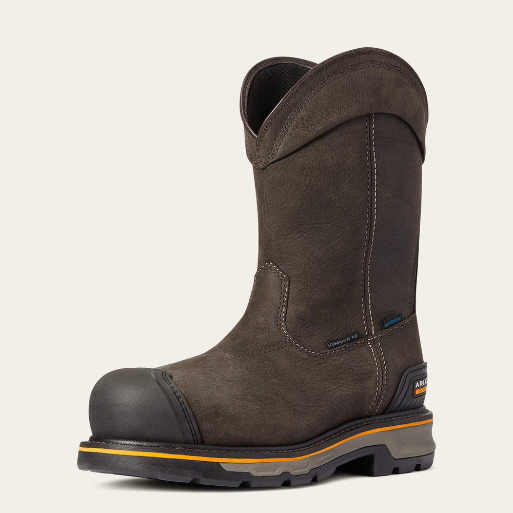Stump Jumper Pull-On Waterproof Composite Toe Work Boot Men - IRON COFFEE