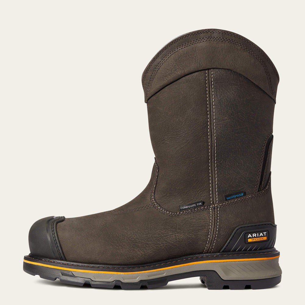 Stump Jumper Pull-On Waterproof Composite Toe Work Boot Men - IRON COFFEE