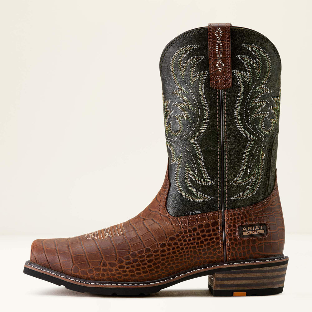 Ironside Square Toe Steel Toe Work Boot Men - BROWN CROCO PRINT/BRAVO BROWN