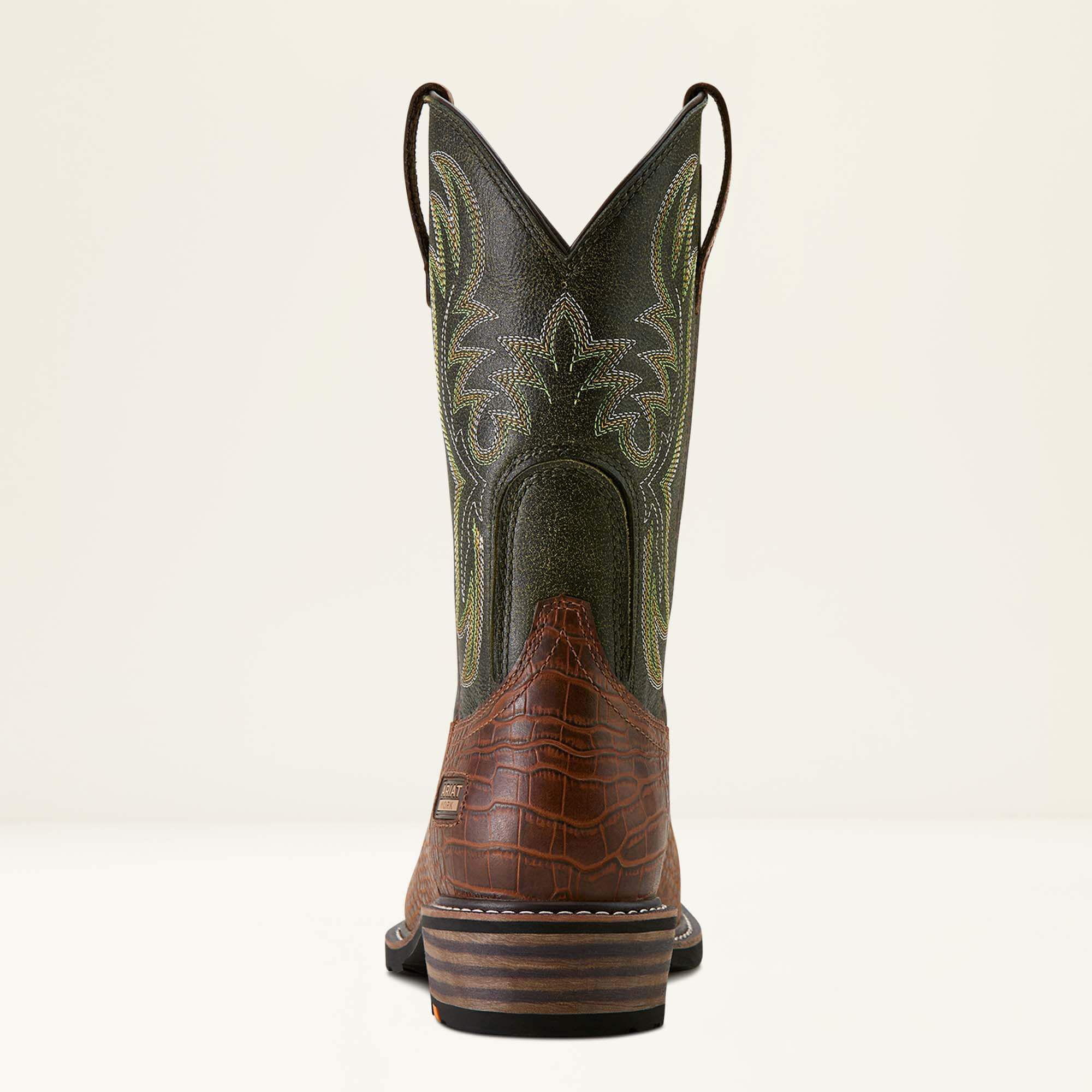 Ironside Square Toe Steel Toe Work Boot Men - BROWN CROCO PRINT/BRAVO BROWN