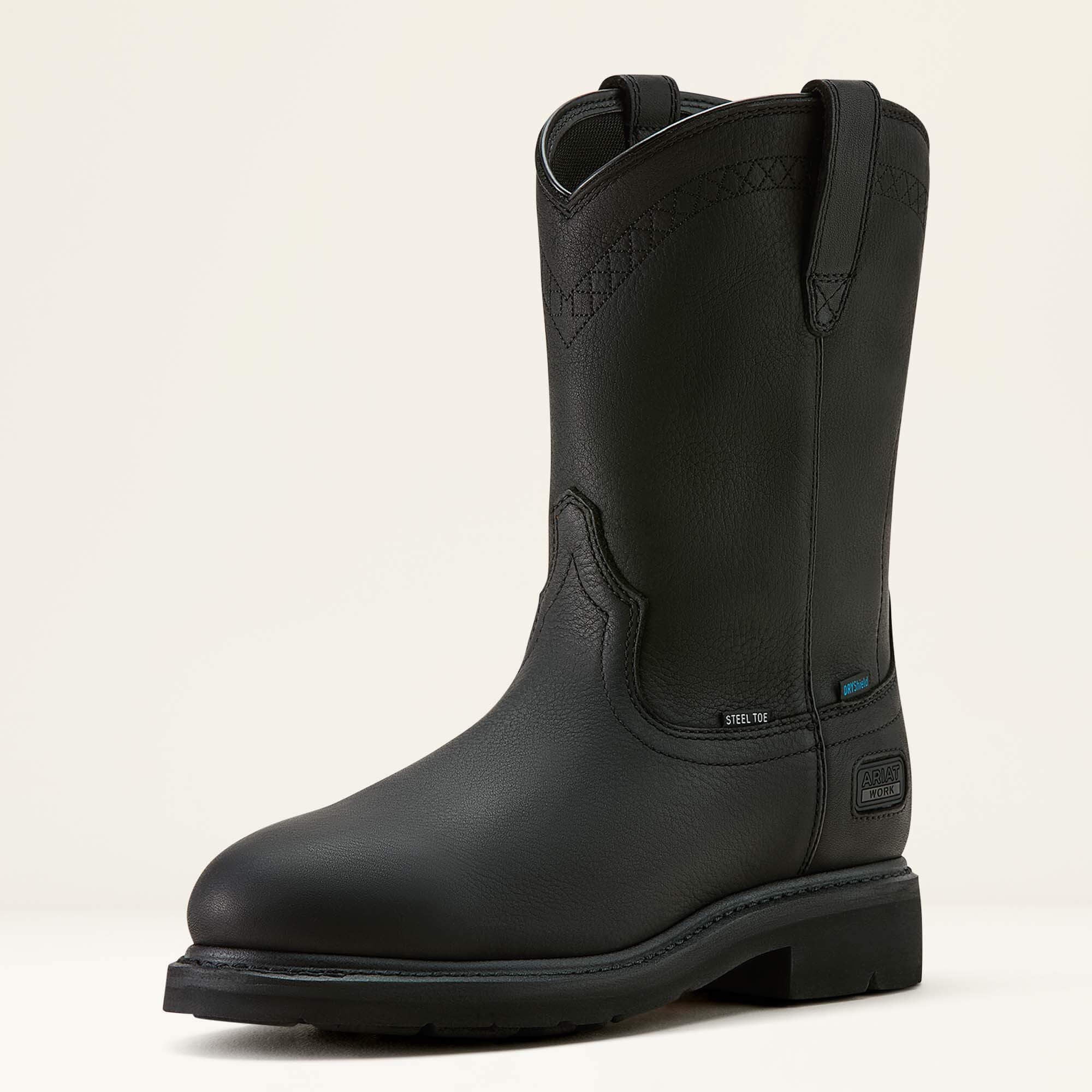 Sierra Waterproof Roper Toe Steel Toe Work Boot Men - BLACK