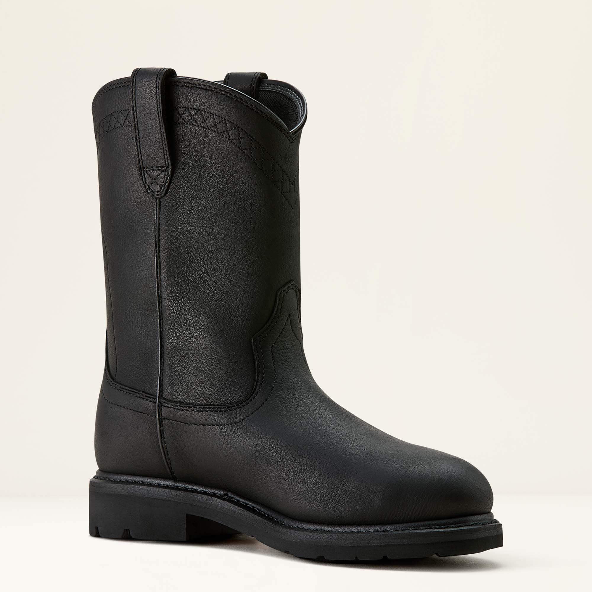 Sierra Waterproof Roper Toe Steel Toe Work Boot Men - BLACK