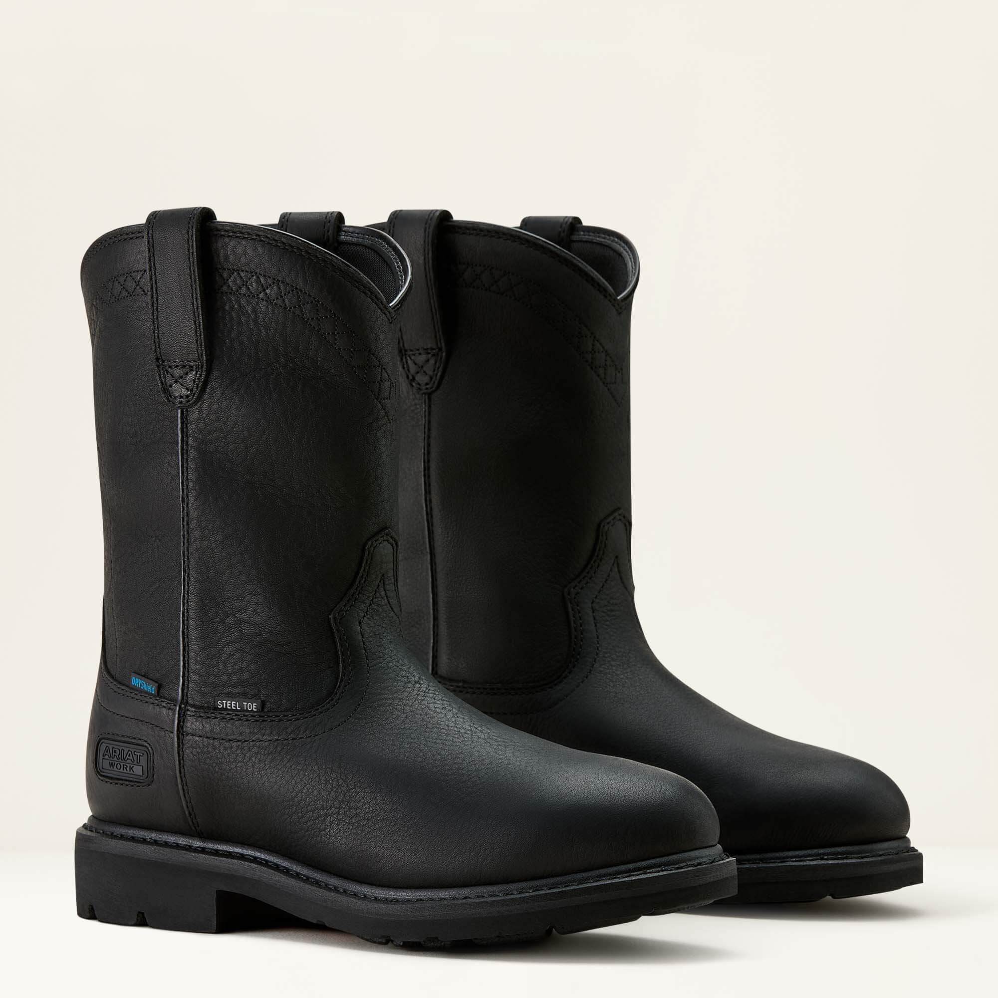 Sierra Waterproof Roper Toe Steel Toe Work Boot Men - BLACK