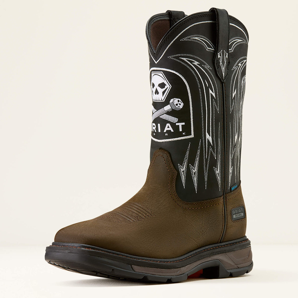 WorkHog XT Bolt Skull Waterproof Wide Square Toe Work Boot Men - IRON COFFEE/BLACK