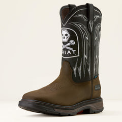WorkHog XT Bolt Skull Waterproof Wide Square Toe Work Boot Men - IRON COFFEE/BLACK