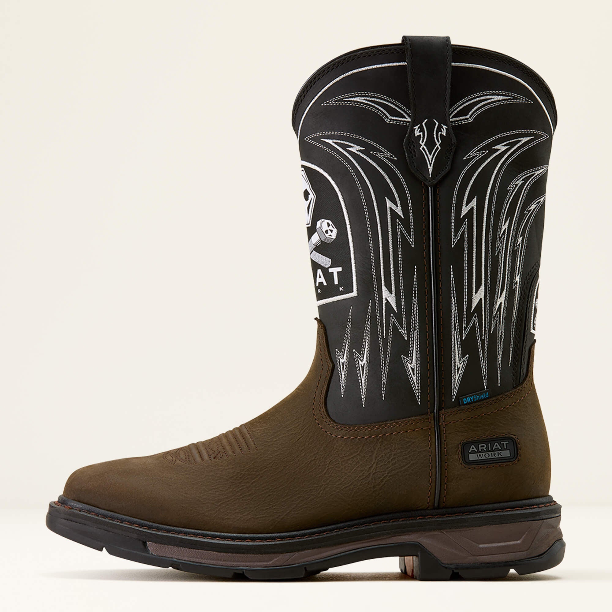 WorkHog XT Bolt Skull Waterproof Wide Square Toe Work Boot Men - IRON COFFEE/BLACK