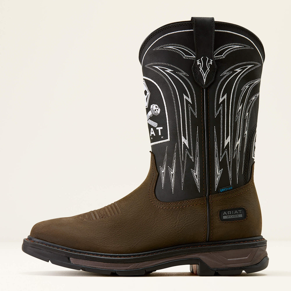 WorkHog XT Bolt Skull Waterproof Wide Square Toe Work Boot Men - IRON COFFEE/BLACK
