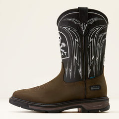 WorkHog XT Bolt Skull Waterproof Wide Square Toe Work Boot Men - IRON COFFEE/BLACK