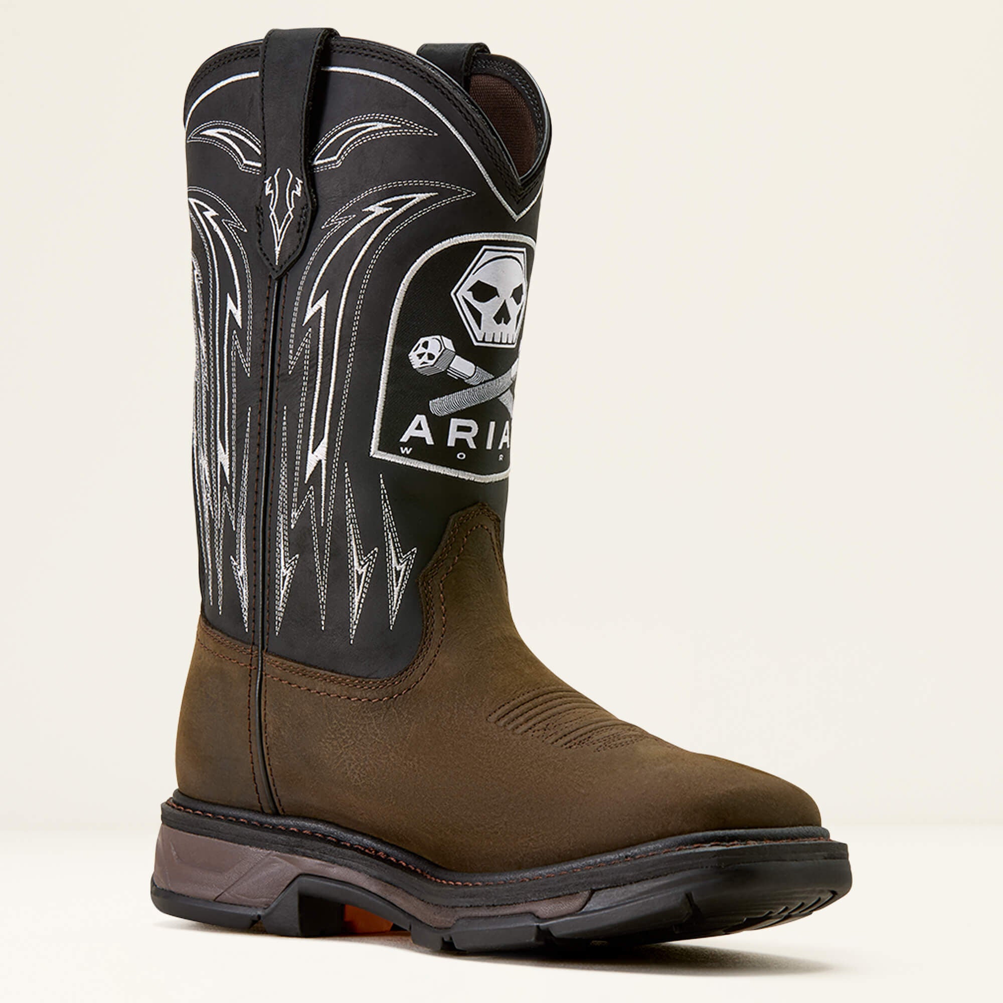 WorkHog XT Bolt Skull Waterproof Wide Square Toe Work Boot Men - IRON COFFEE/BLACK
