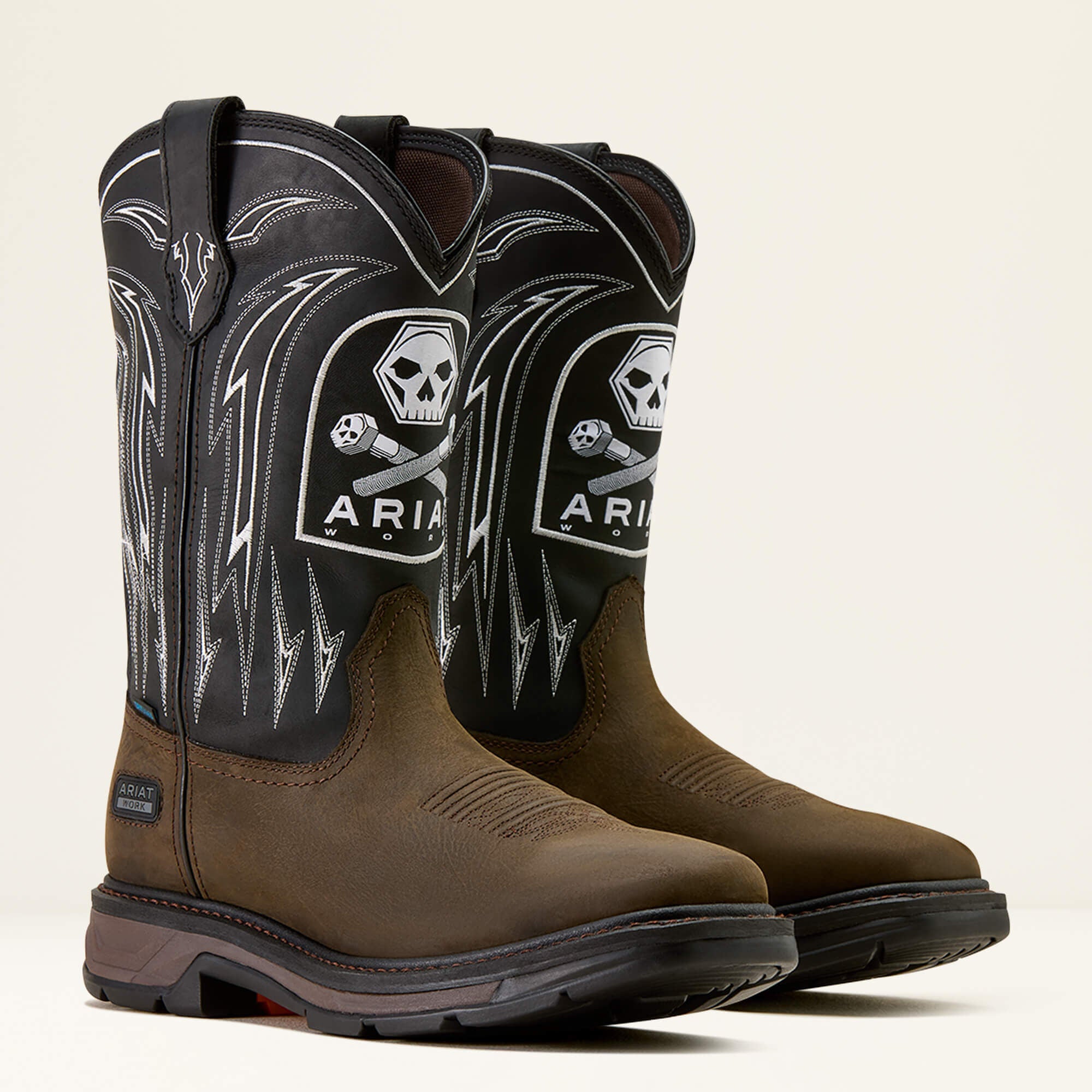 WorkHog XT Bolt Skull Waterproof Wide Square Toe Work Boot Men - IRON COFFEE/BLACK
