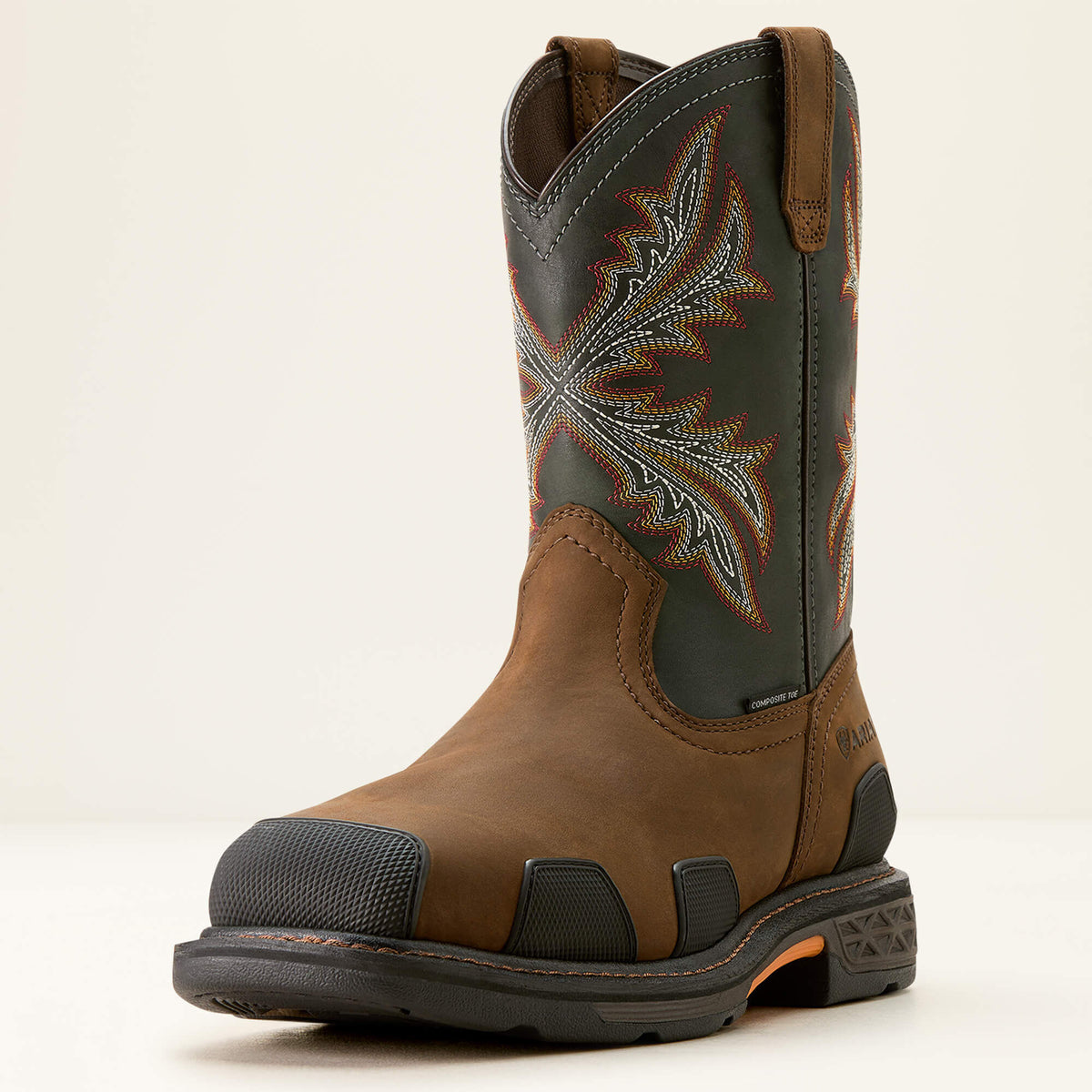 OverDrive Wide Square Toe Composite Toe Work Boot Men - BROWN/ROUGH STONE